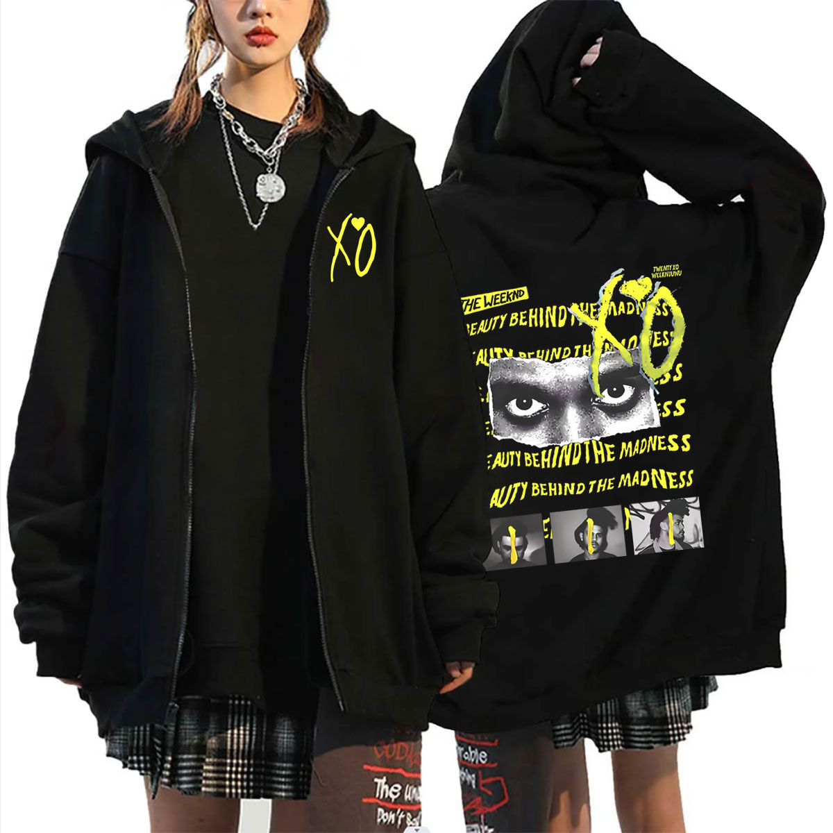 Vintage Fashion Pop Up - هودي بسحاب بتصميم رapper The Weeknd