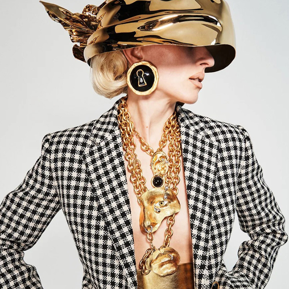 Vintage Fashion Collection - مبالغ فيها الأسود بالمينا سبيكة أقراط