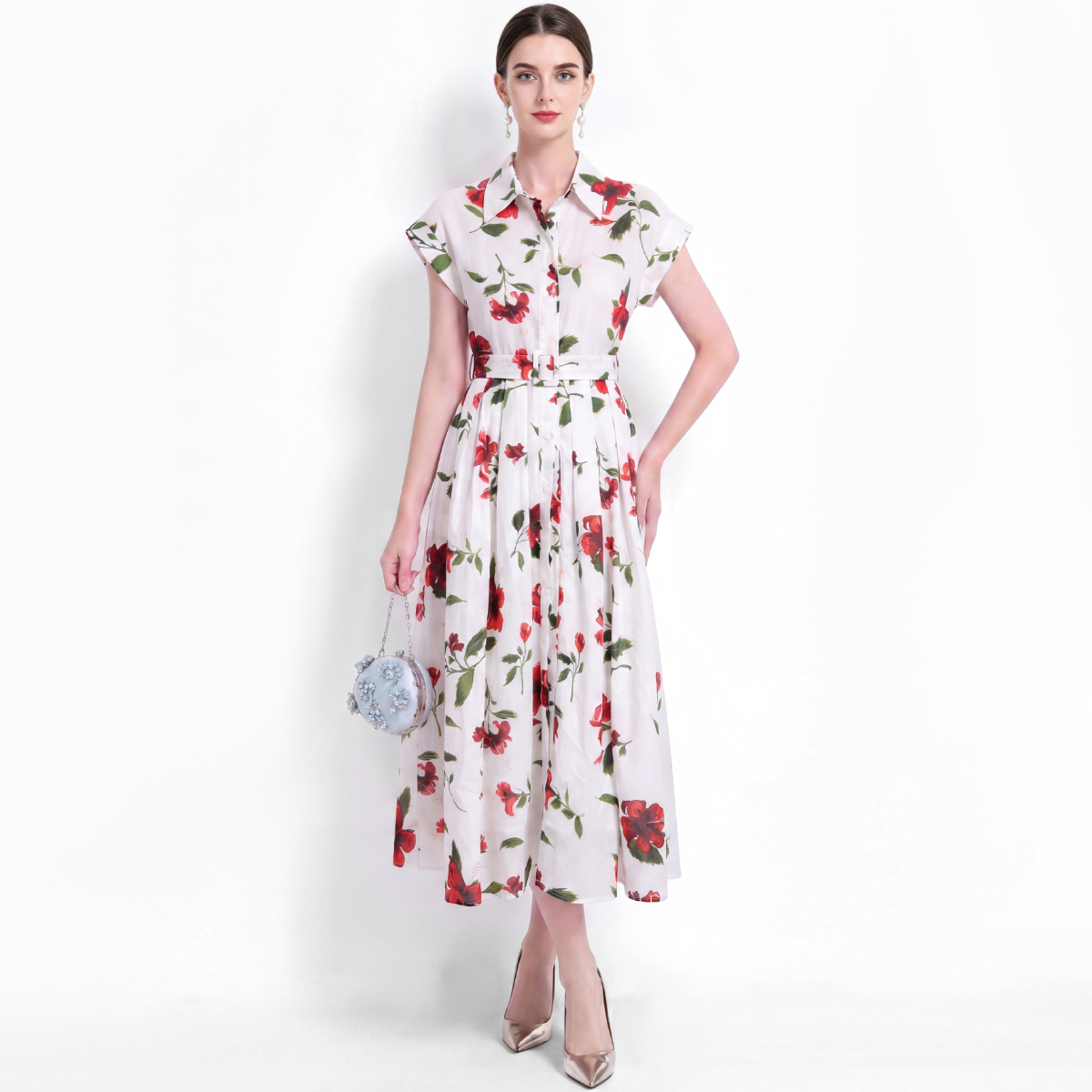 فستان قميص أنيق بنقشة زهور، بأ - مراجعة Vintage Fashion Collection وسعره